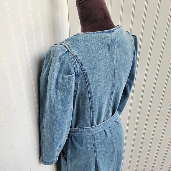 NWT $36 Universal Thread Womans Puff 3/4 Sleeve Denim Wrap Dress Light Wash MD - Picture 15 of 16